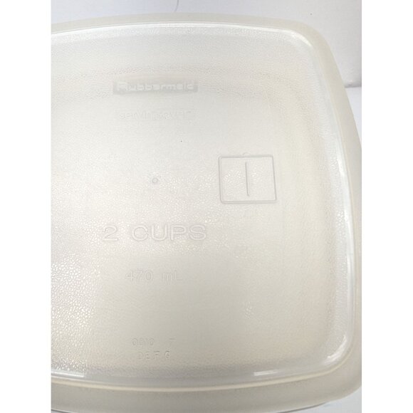 Vintage Rubbermaid 2 Cups #1 Square Container Almond Lid #2 - Picture 3 of 9